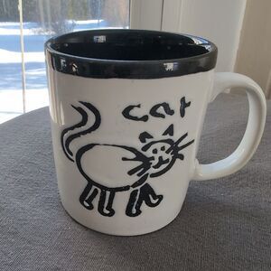 Cat Mug Apple Black & White Just Mugs Vintage